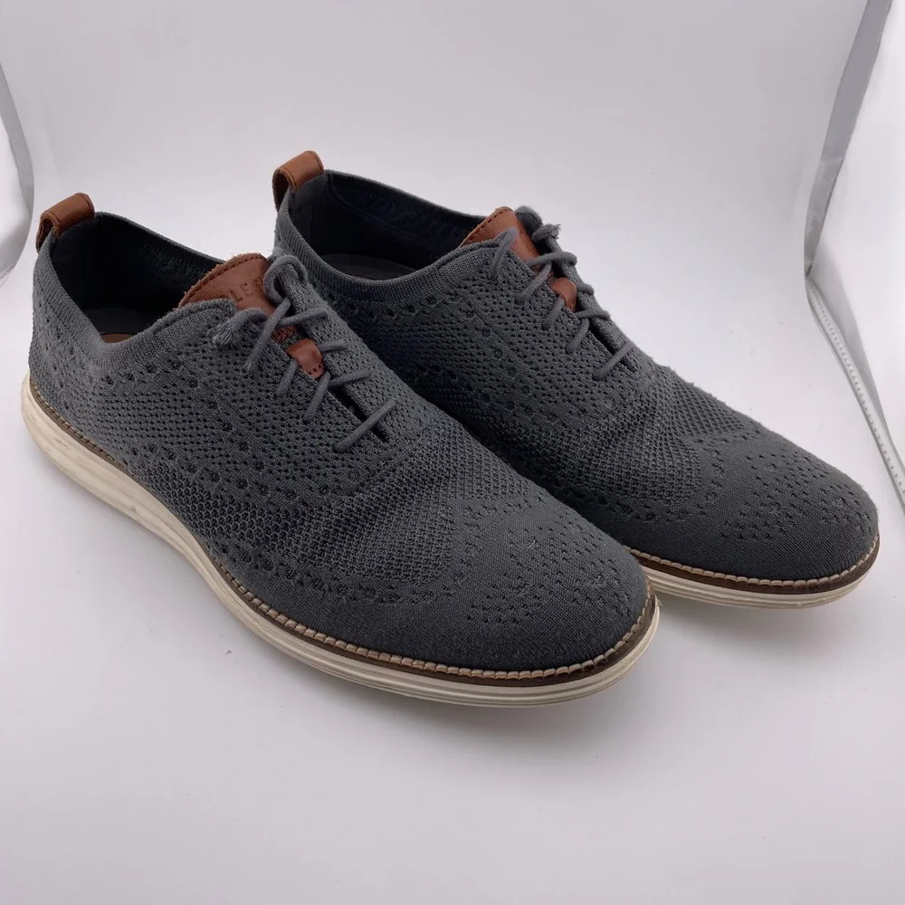 Cole‎ Haan Original Grand Stitchlite Wingtip Gray Knit Oxford Derby Shoes 10 M